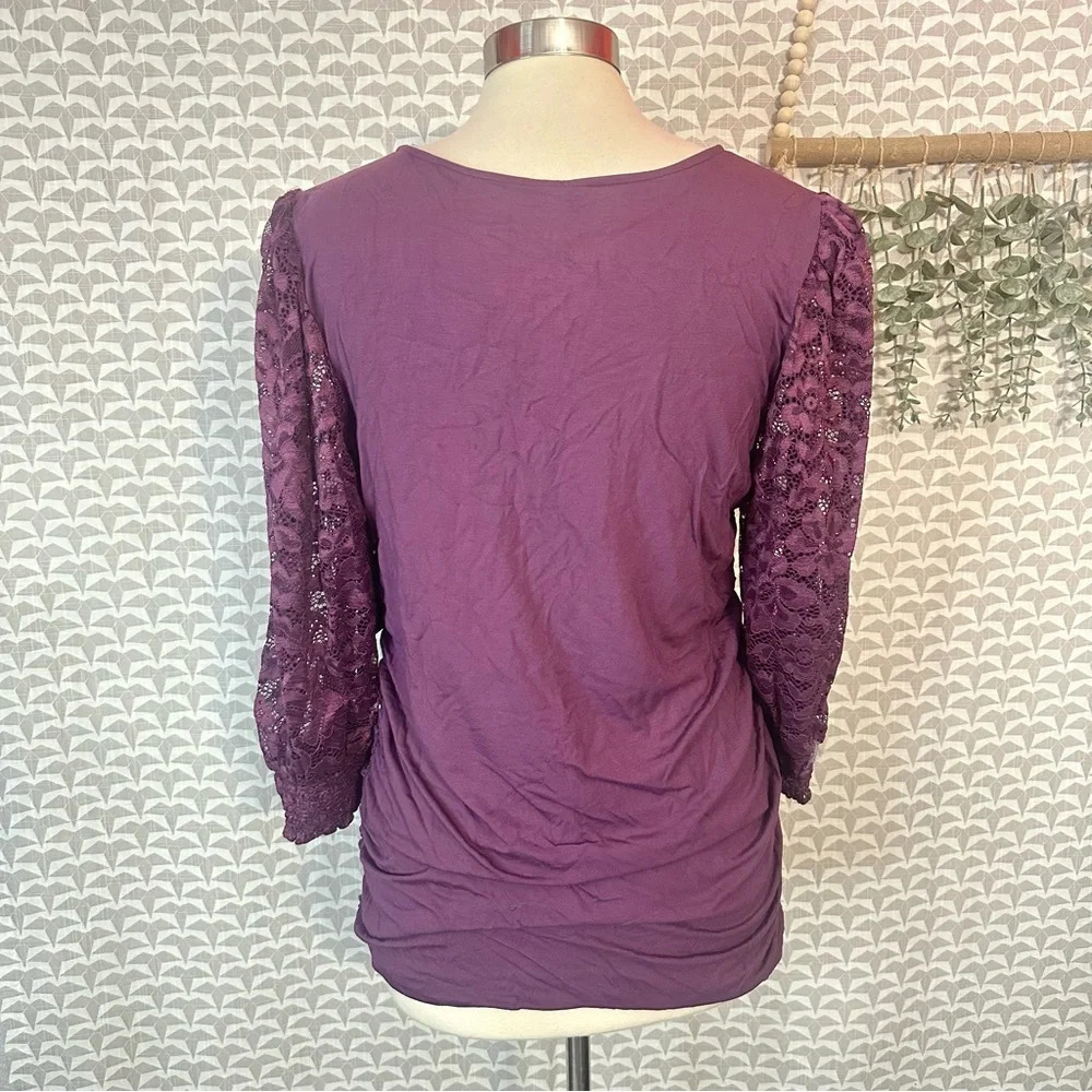 Torrid Lace Sleeve Tunic V-Neck Ruched Front Long Top Plus Size 1 1X 14 16 NWT - Picture 13 of 16